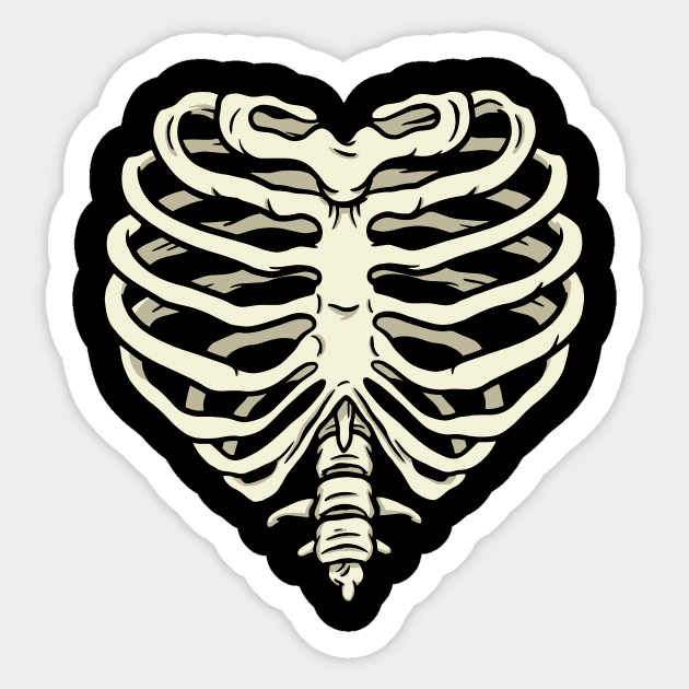 Skeleton Bones Rib Cage Hearth Funny Skull Costume Halloween Sticker by Kribis